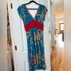 Trashy Diva Turquoise and Floral Ashley Dress, size 8